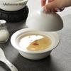 White Ceramic Bowl Home Steaming Egg Bowls Hotel Restaurant Tableware Chinese Soup Cup Ceramic Soup Bowl Round Bowls with Lid