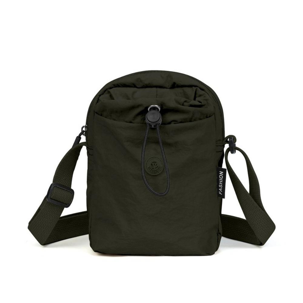 Waterproof Water Bottle Bag Solid Color Drawstring Crossbody Bag Mobile Phone Shoulder Bag  Travel темно-зеленого