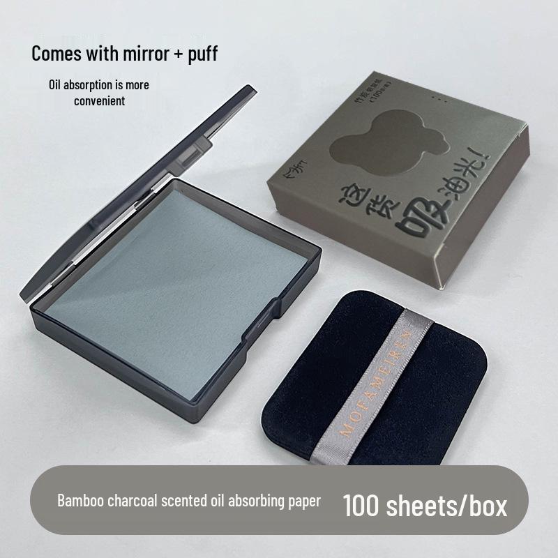 Portable Women's Oil-Control Loose Powder with Mirror & Oil-Absorbing Sheets