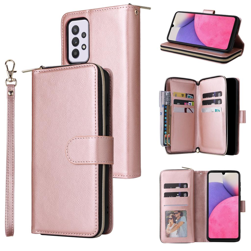 For Samsung Galaxy A33 5G Zipper Wallet Case Card Slots Leather Phone Cover