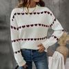Neuer Herbst- und Winter-Valentinstag-Strickpullover im süßen Stil, lockerer Rundhals-Jacquard-Pullover mit Herzmuster für Damen