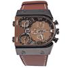 European And American Oulm Oulei Personalized Men'S Belt Casual Business Watch Three Places Time Large Dial Watch