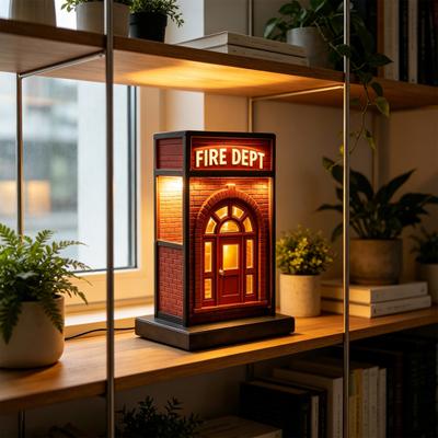 Vintage Lampe Retro Miniatur Tischlampe mit warmem LED-Leuchten USB-betrieben Feuerwehrhaus Nachtlicht für Schreibtisch Regal Schlafzimmer Dekoration Feuerwehrmann Geschenk