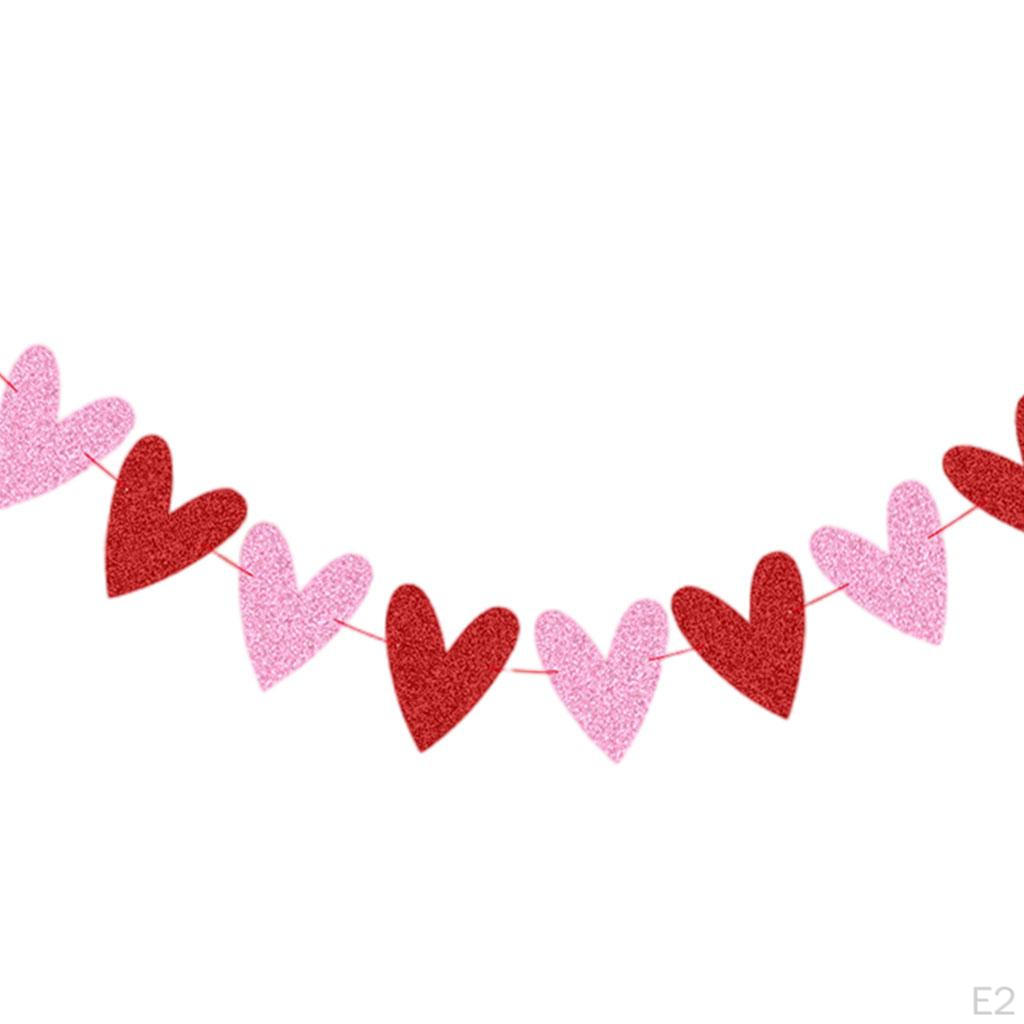 Glittery Heart Garland Banner for Valentines Day Decorations,Wedding Engagement Party home and