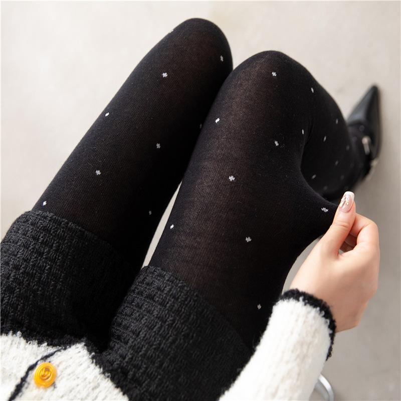 Retro Pantyhose Women'S Winter Dot Jacquard Bottom Socks Thick And Warm Outer Leggings Pantyhose Women