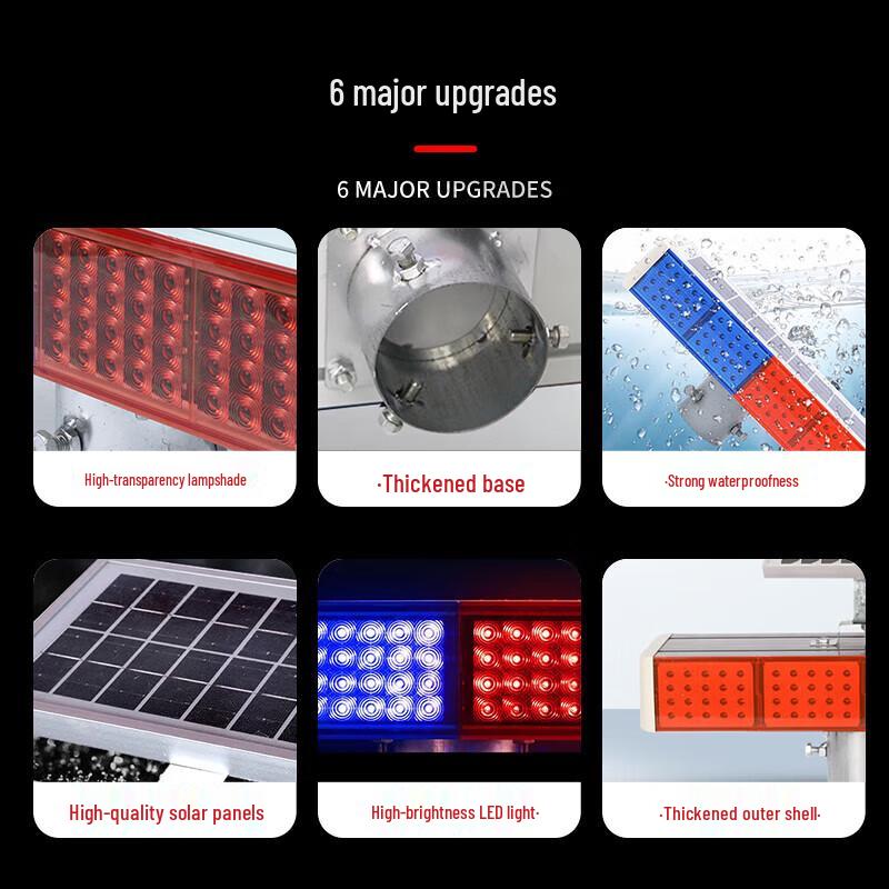 Quxing Solar LED Strobe Light: Red/Blue Warning Signal for Road Construction, Aluminum Shell