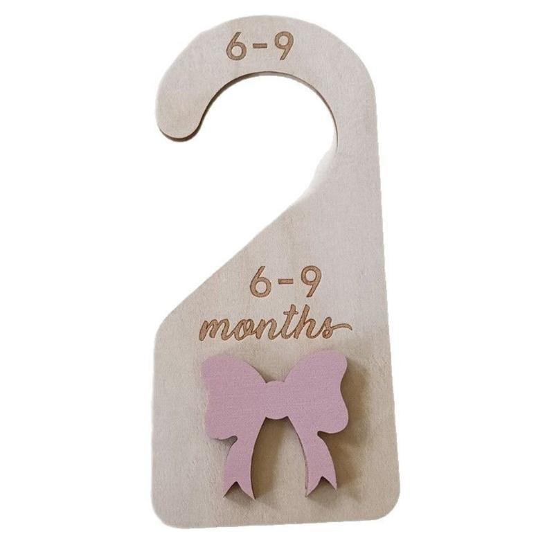 7 Pezzi Adorabili Divisori per Abbigliamento da Neonato con Fiocchetto Materiali in Legno Aiuto per Armadi dei Bambini Separatori per Vestiti dei Bambini