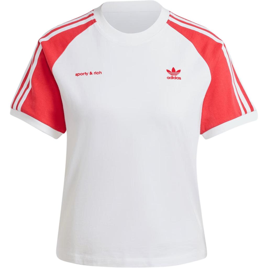 adidas Originals x Sporty & Rich Women's Short Sleeve Tee White Red JI9274