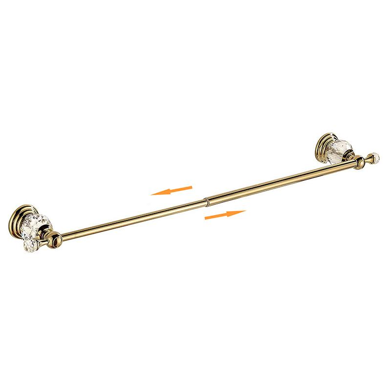 Polished Gold Towel Bar, Chrome Crystal Towel Holder Adjustable Towel Rack Expandable Rail Bathroom Accessories Wall EL85424
