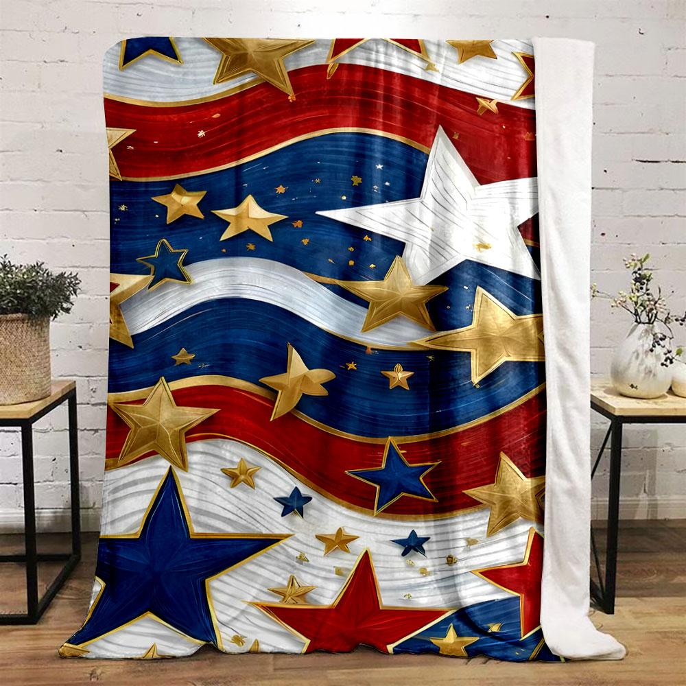 Patriotic Stars Stripes Blanket bedroom Blanket for Livingroom Couch lunch break Soft throw for Friend's festival Gift