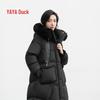YAYA Women's Faux Fur Collar Hooded Thickened Long Down Jacket