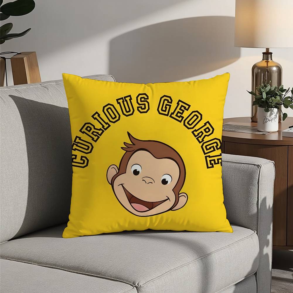 Good Night George Curious Monkey Pillow Case Sofa Decorative Home Double-sided Printing Short Plush Cushion Pillow Cover Gift