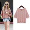 Women's V-Neck Mid-Sleeve Plus Size Loose T-Shirt - Summer Solid Color Versatile Top