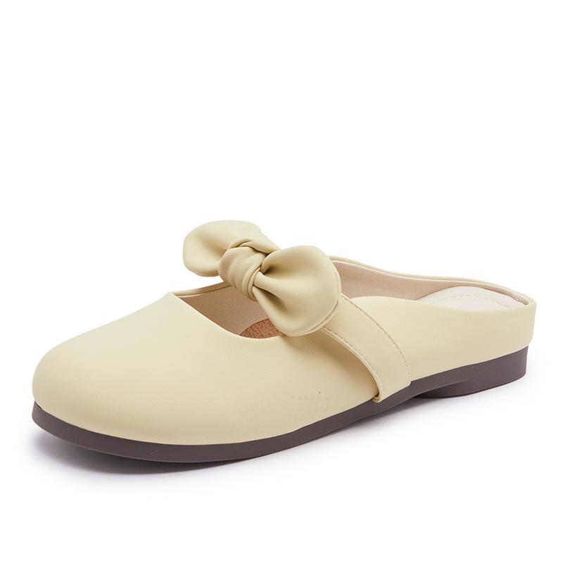 

Half slippers women wear in summer 2025 new fairy style half bag head single shoes go out soft-soled bow sandals 40