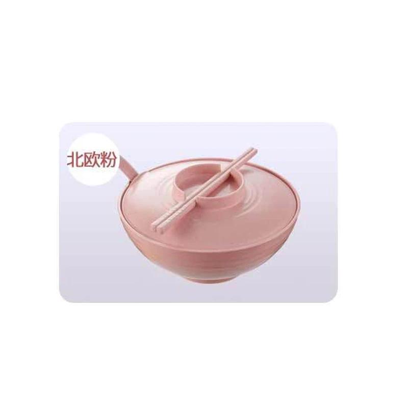 Heißer Verkauf Große Kapazität mit Löffel Stäbchen mit Deckel Instant-Nudel-Schüssel Faulenzer Wohnheim Essen Weizenstroh Ramen-Schüssel