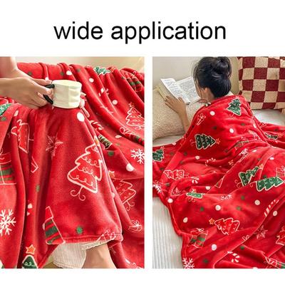 Zesílená vánoční flanelová deka Vánoční vzor Nadýchaná přehozová deka Vánoční deka na pohovku Pohodlná měkká deka do klimatizace Ložnice