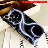 2DFlat Glowing White Cat & Fireflies Night Art Phone Case All Inclusive Film Hard Phone Case, Compatible with iPhone 18 Pro Max 17 16 15 14 13 12 11