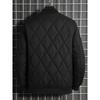 Men Solid Color Stand Collar Thickened Warm Quilted Bomber Jacket Casual Outerwear