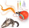 Interactive Cat Toy Ball - with 3 Tails, 2 Speeds, Rechargeable Red