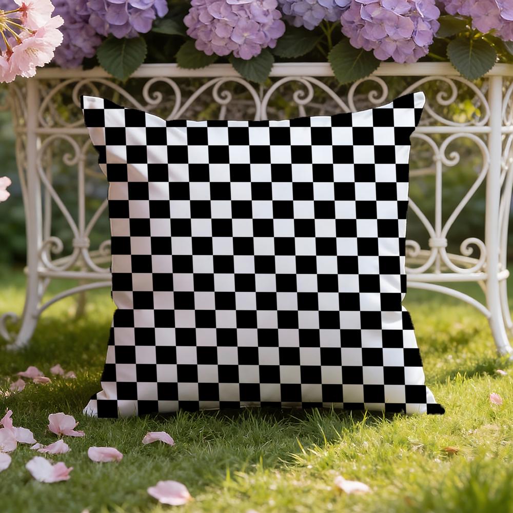 Black White Checkerboard Cushion Cover Home & Car Dual-Scene Pillow Cover: Reversible for Premium Comfort