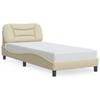 Vidaxl Bed Frame With LED Lighting, Cream, 80X200 Cm, Fabric