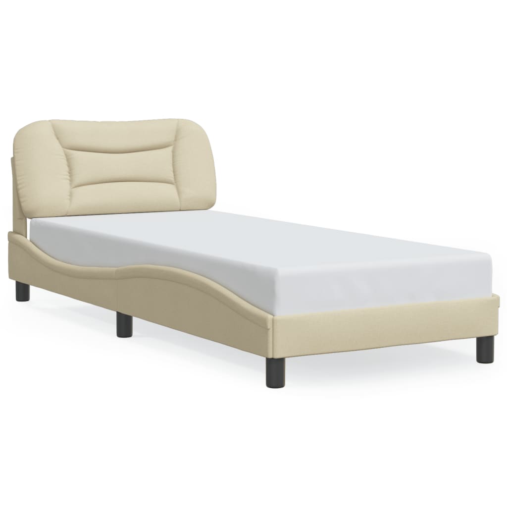 Vidaxl Bed Frame With LED Lighting, Cream, 80X200 Cm, Fabric