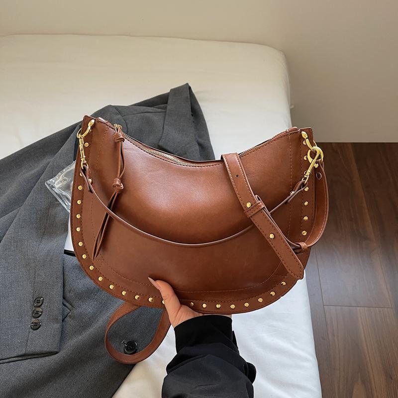 Rivet Crossbody Bag Women's Vintage Underarm Bag Commuter Shoulder Bag