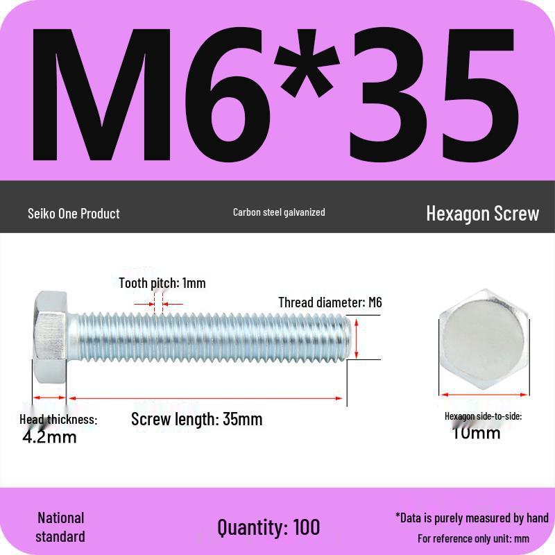 8.8 Grade Galvanized Hex Head Bolt, High-Strength M4-M30