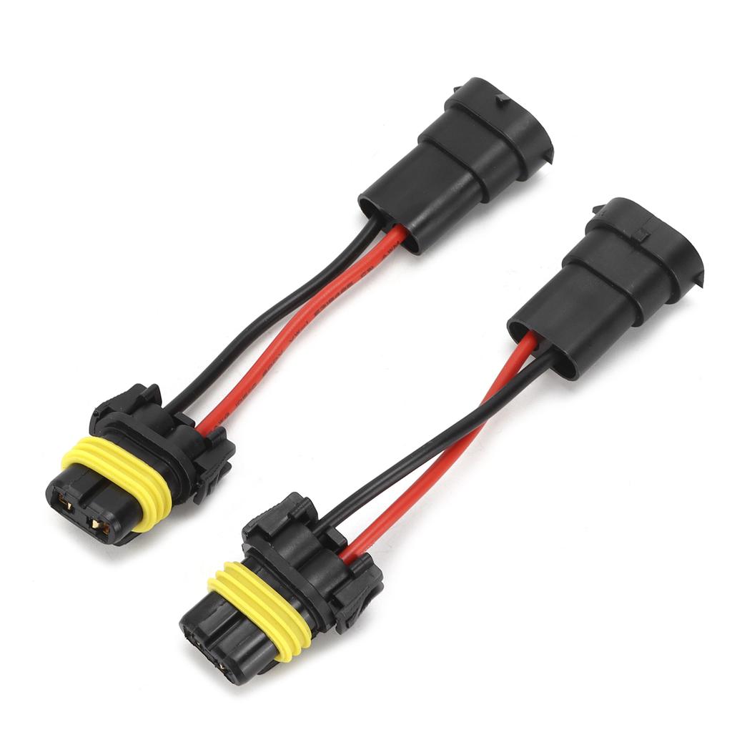Pair H11 Male To 9005/9006 Female Adapter Headlight Fog Light Universal Plug and Play 12V‑24V