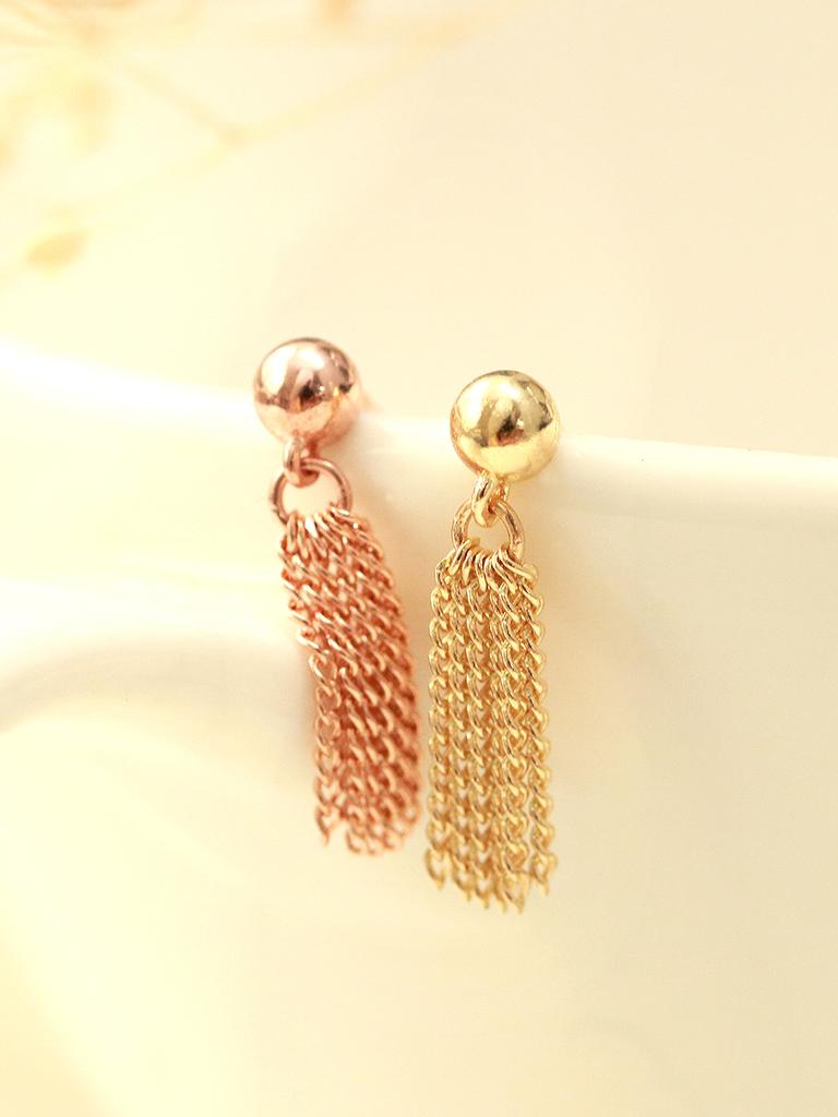 Minimal Piercing 14K Ball Tassel Earrings