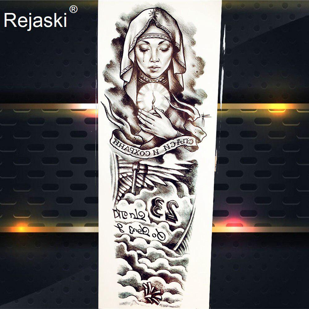 1PC Cool Totem Temporary Tattoo Fake Black Full Arm Tattoo Sticker For Men Summer Style Tatoos Decal