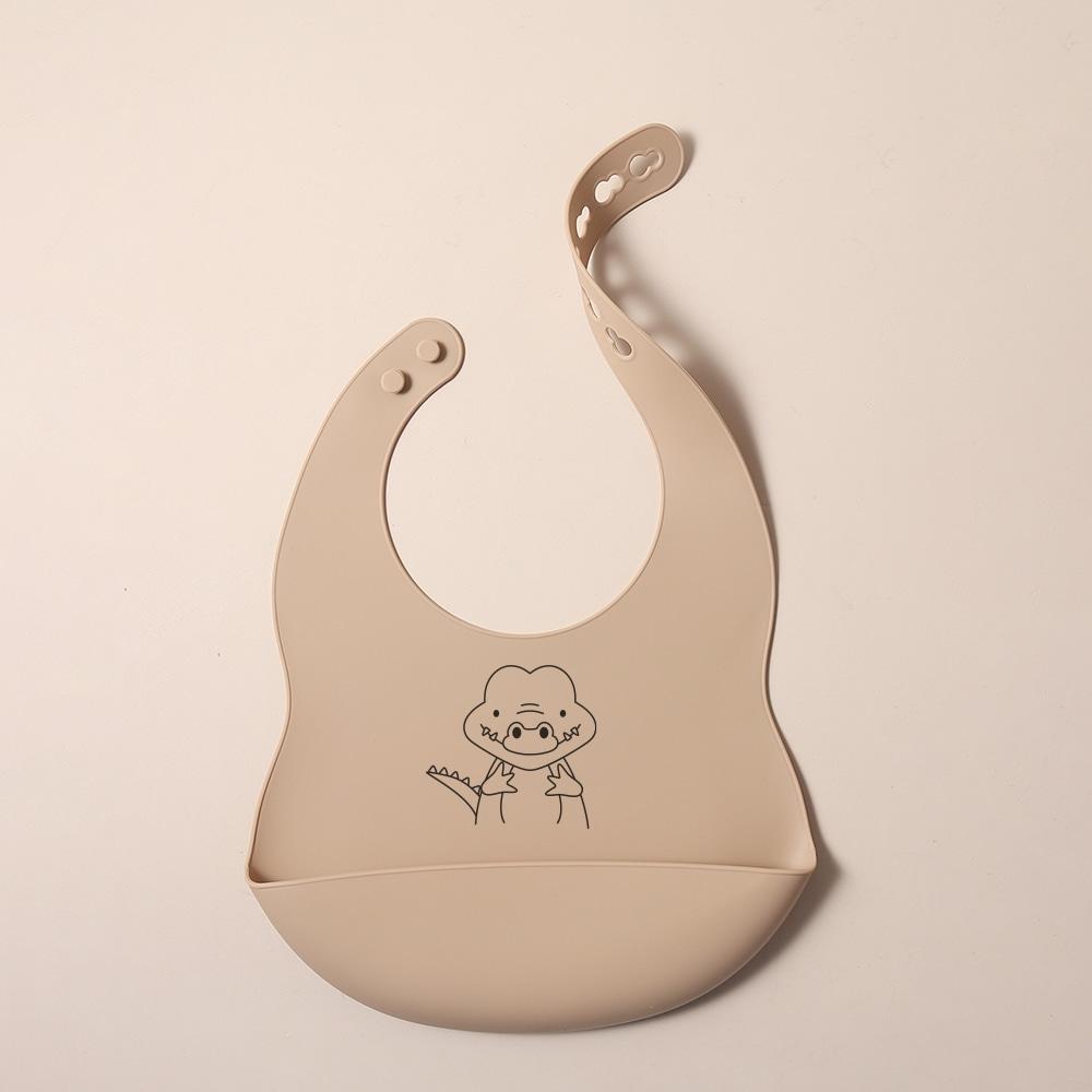 Custom Silicone Baby Bib with & Cartoon Print pattern Food-Grade solid Feeding Bib DZ13