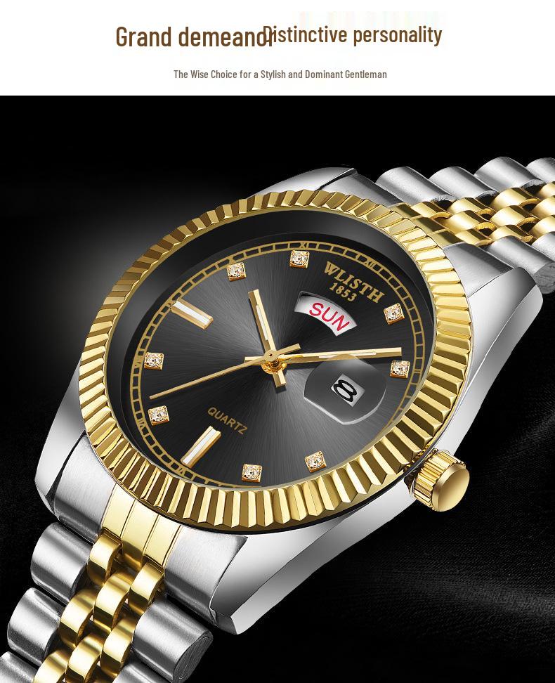 Men's Classic Gold Quartz Steel Band Watch