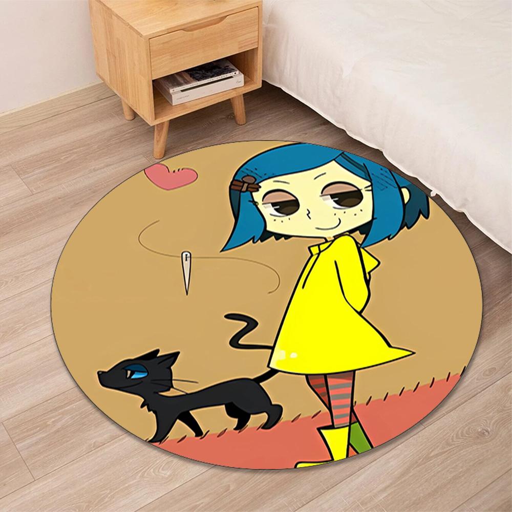 Coraline Printed Round Rug Carpet Chair Rug Area Rug Entryway Doormats,for Office Chair Living Room Bedroom Kitchen Room.