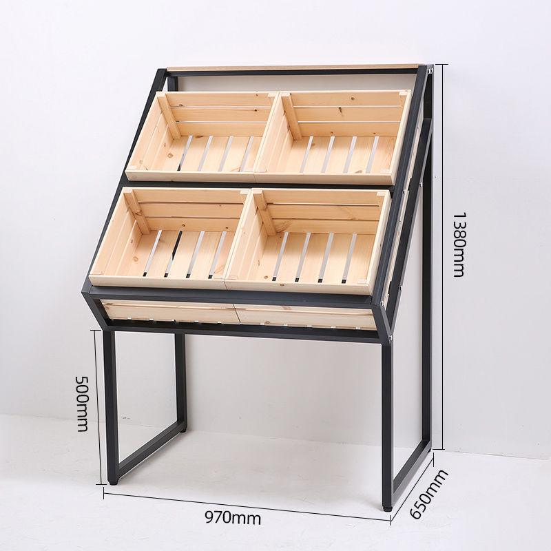 Solid Wood Fresh Produce Display Rack for Supermarkets & Convenience Stores