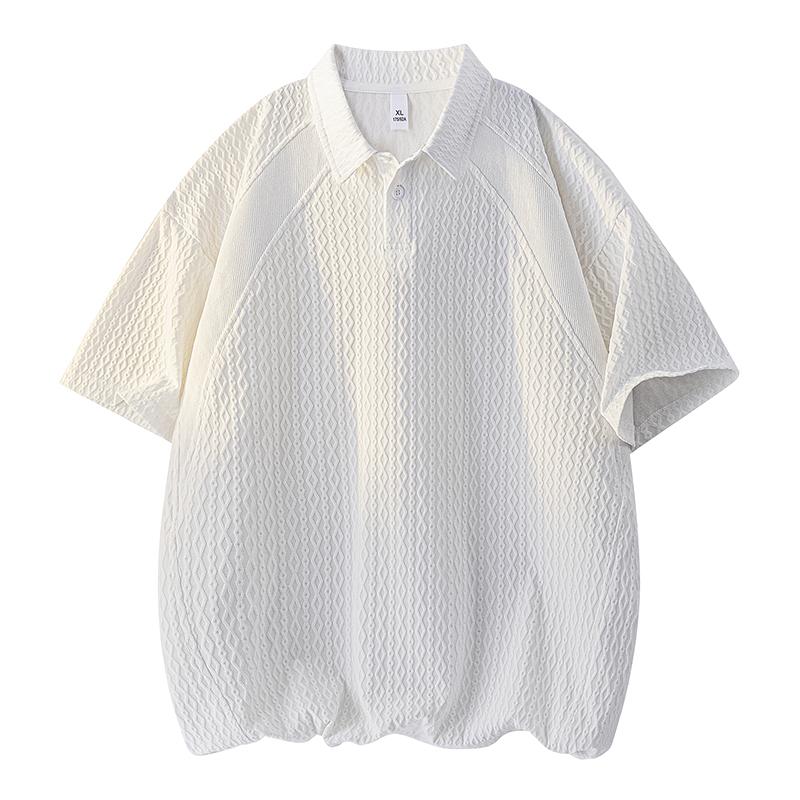 Lapel short-sleeved T-shirt men's summer loose simple casual pullover top