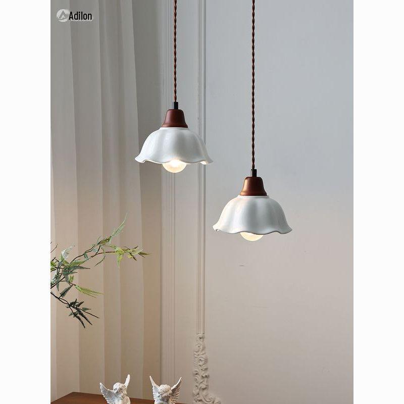 Japanese Wabi-Sabi Style Solid Wood Pendant Light for Dining Tables, Bars, Hallways, and Bedrooms - Nordic Ceramic Retro Design