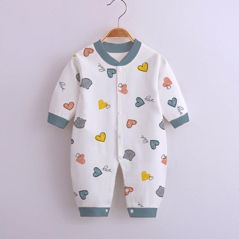 Baby Long Sleeve Romper - Spring/Autumn, Printed Combed Cotton Pajamas for Newborns, Infant Wear