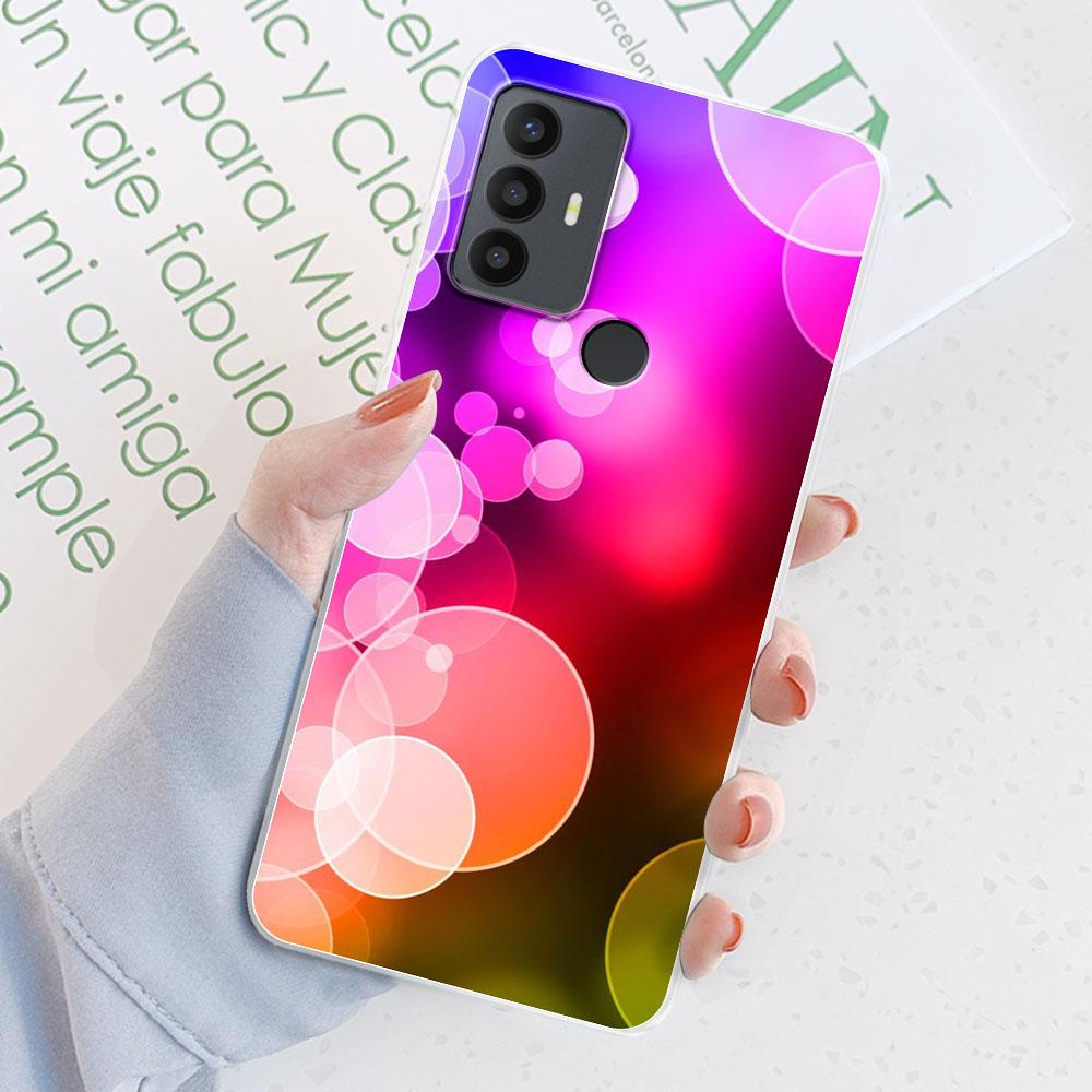 Für TCL 305 Hülle Für TCL 306 Blumenmuster Transparentes TPU Silikon Weiche Handyhüllen Cover Hülle Stoßstange Für TCL 305 306 Fundas