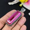 Pink Rubillite Gemstone Handmade 925 Sterling Silver Jewelry Pendant 2.44" KG-98