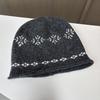 Fair Island jacquard crimped knitted hat women's autumn and winter stacking hat versatile face small cold hat loose wool hat