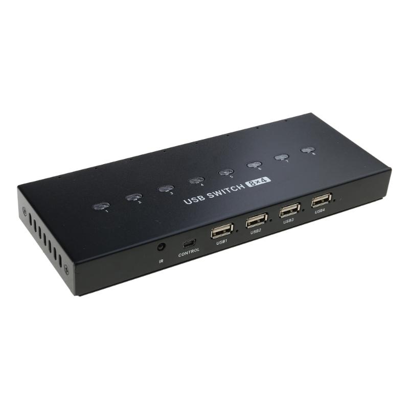 

USB Printer Sharing Device, 8 in 4 Out Printer Manual Sharing Device 8Port KVM Switching Splitter Hubs Converters 1