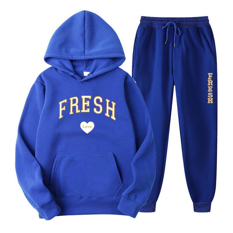 Winter New Men's Casual Sports Loose Personalized Print Youth Fashion Trend Personal Wear Hoodie Set