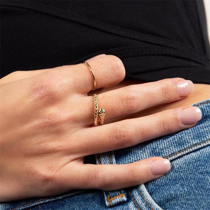 Canner Copper Lovely Snake Shape Open Adjustable Finger Rings For Women Simple Ring Trendy Jewelry Accessory Femme