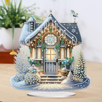 Kits de Enfeites de Pintura de Diamante para Mesa com Boneco de Neve de Natal em Acrílico 5D DIY Diamond Art Decorações de Mesa para Adultos Iniciantes