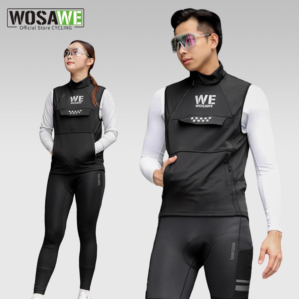 WOSAWE Winter Unisex Motorcycle Road Cycling Hybrid Fleece Water-Resistant Sports Outdoor Riding Thermal Vest