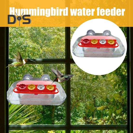Kolibri-Futterspender fürs Fenster, Vogel-Futtertablett aus Kunststoff mit 4 Futteröffnungen, starker Saugnapf, Kolibri-Futterspender für draußen