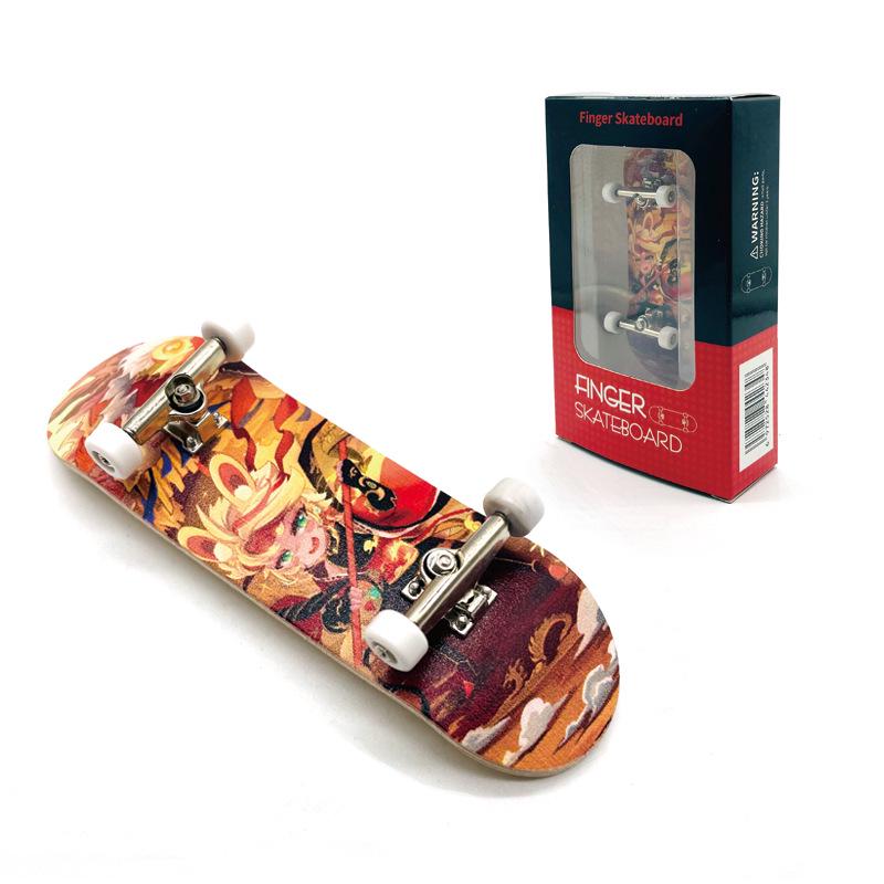 Maple Finger Skateboard with Bearings and Wheels - Mini Double Rocker Board for Kids' Creative Play