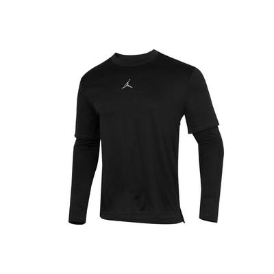 Camiseta Casual Deportiva Dos en Uno de Manga Larga con Cuello Redondo para Hombre Tops Negro DH9084-010
