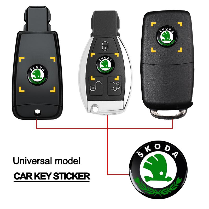 2/5/10Pcs 14MM Remote Car Key Stickers Emblem Accessories for Skoda S Skoda Kodiaq Fabia Kamiq Karoq Octavia 3 A5 A7 Scala R Accessories